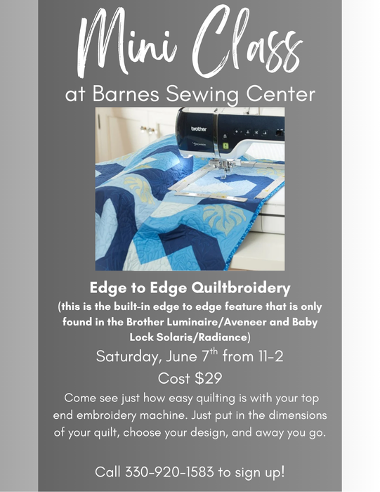 Edge to Edge Quiltbroidery Mini Class