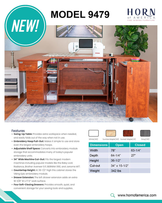 Horn Model 9479 Tall Sewing Cabinet